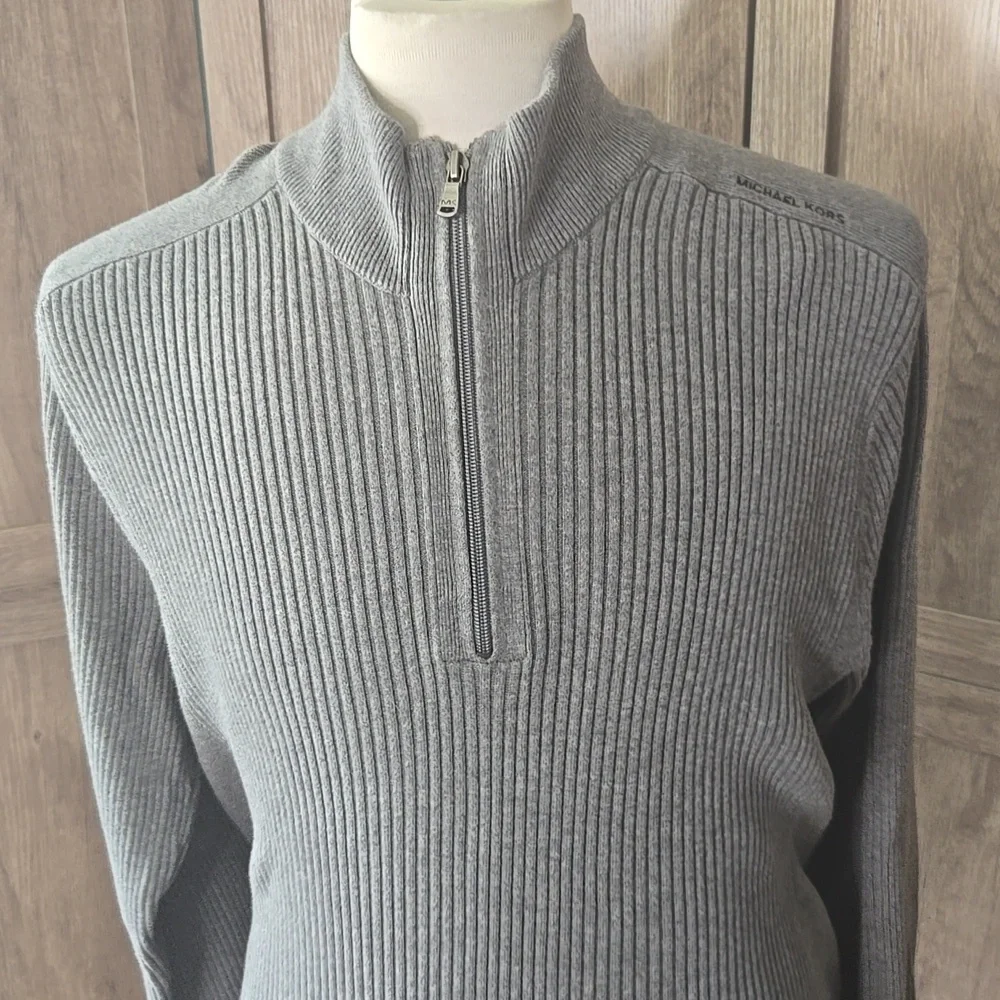 Michael Kors Men's Gray Half-Zip Sweater Pullover
